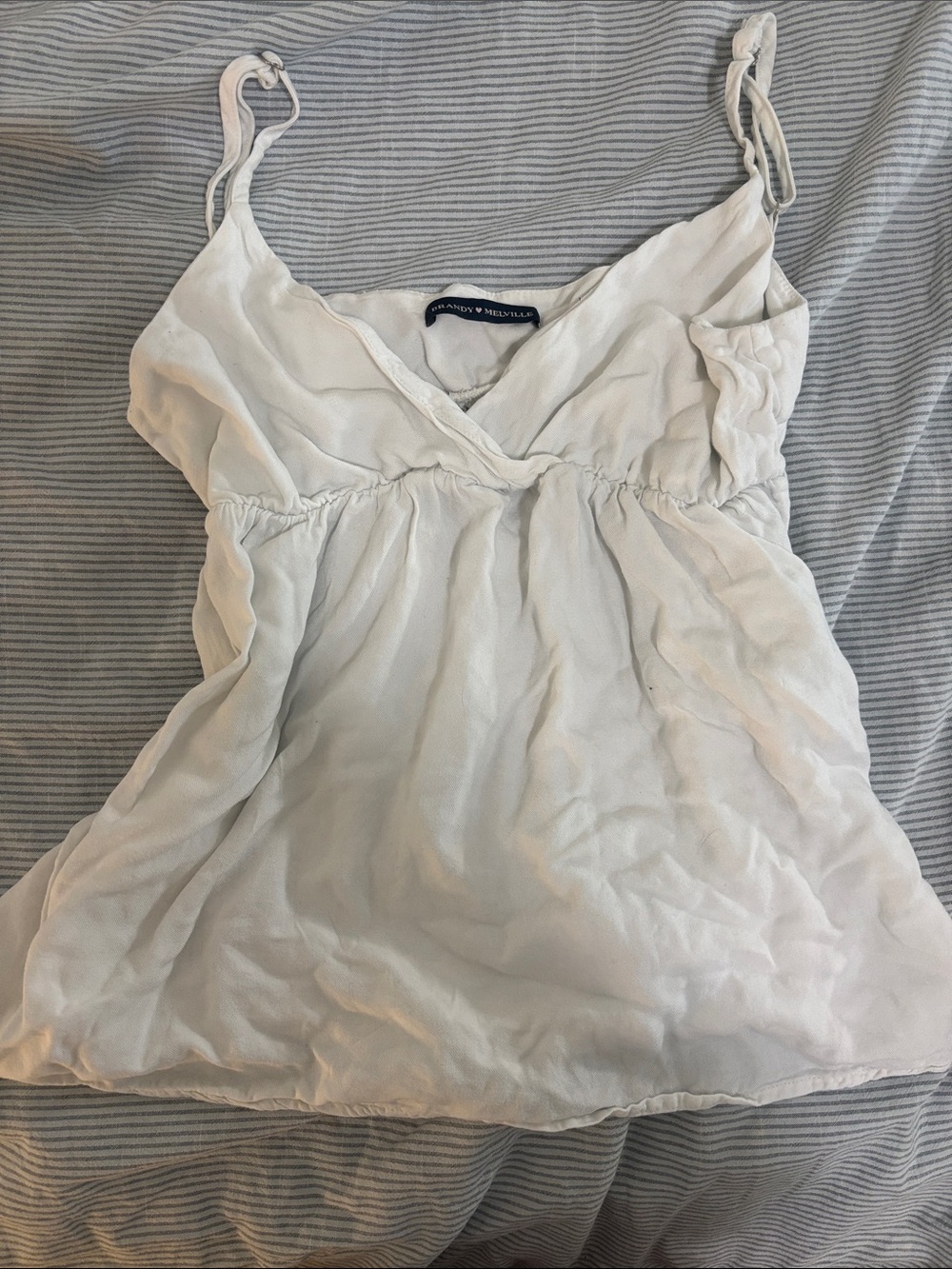 Brandy Melville White Flowy Babydoll Tank Cami Top